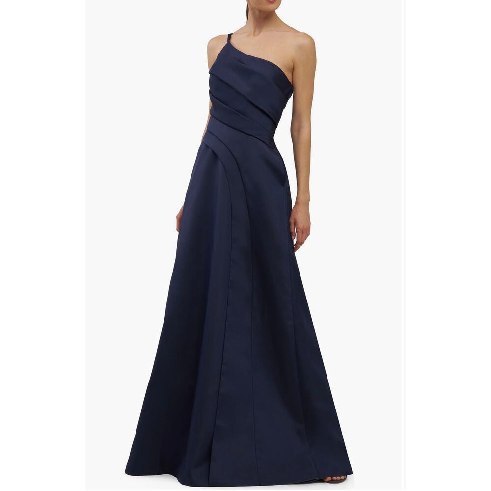 New Kay Unger Jillian One-Shoulder Gown Dark Midnight Blue Size 4 - Picture 5 of 8